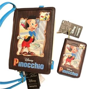 NWT Loungefly Disney Pinocchio Story Book Convertable Crossbody Bag & Wallet